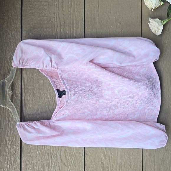 Halogen pink print puff sleeve long sleeve top XL - Picture 1 of 5